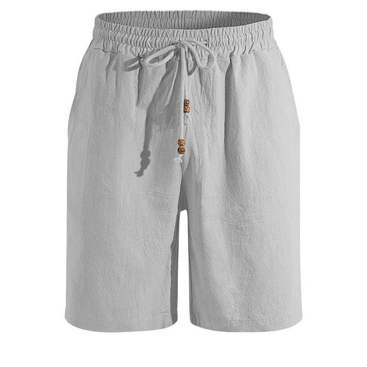 Herren nan leichte Strand-Bermuda aus Leinenmix mit Elastikbund Kordelzug und Zierknopfleiste W&W Mode