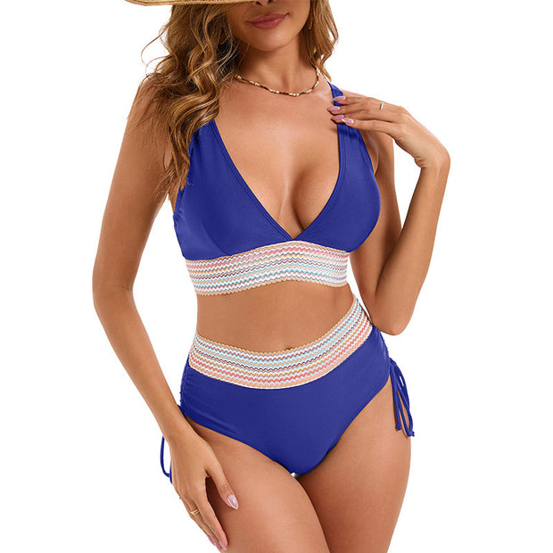 Damen Bikini-Set mit hohem Bund und schickem Wickeldetail WW