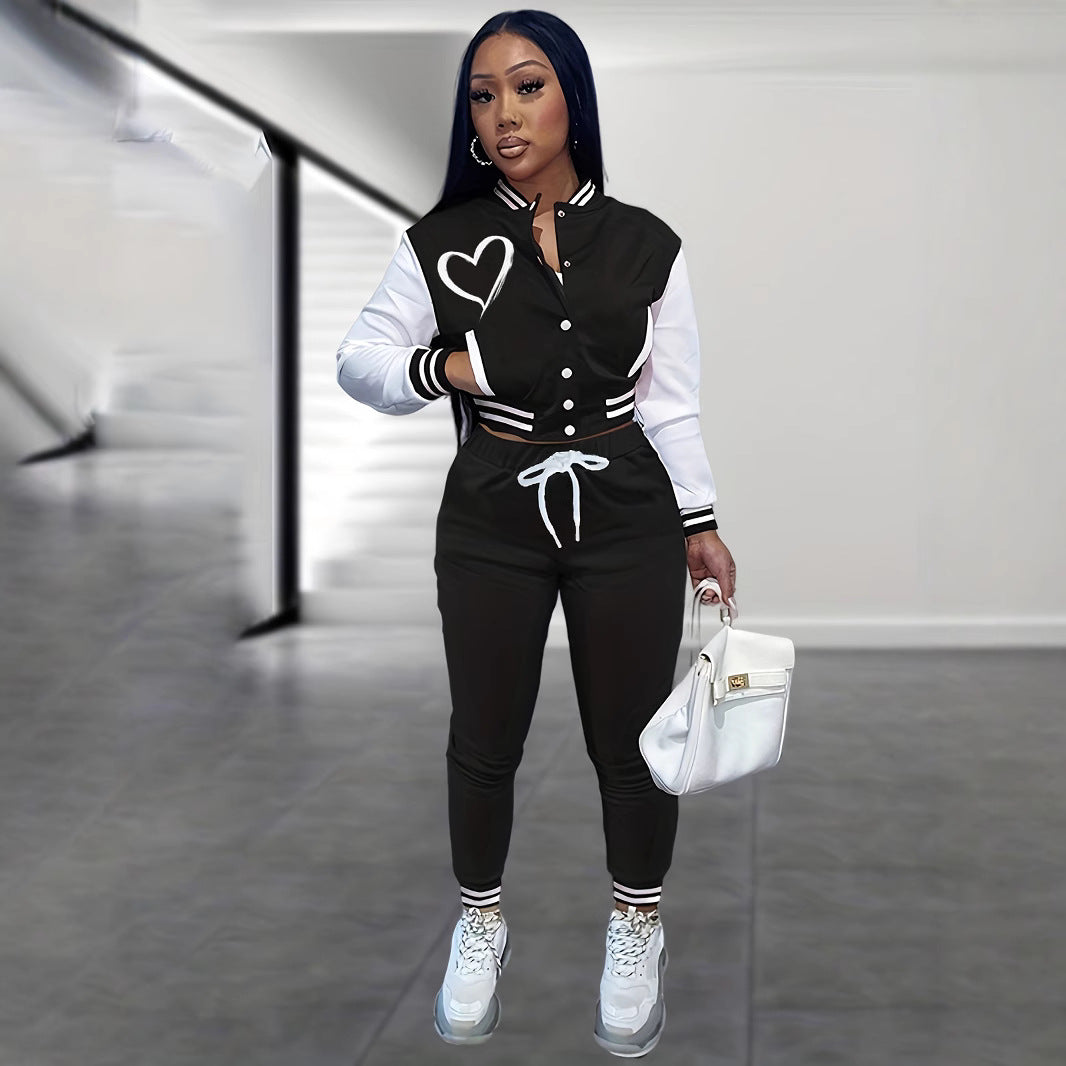 Damen Sportoverall mit kontrastierenden Ärmeln und modischem Schriftzug WW