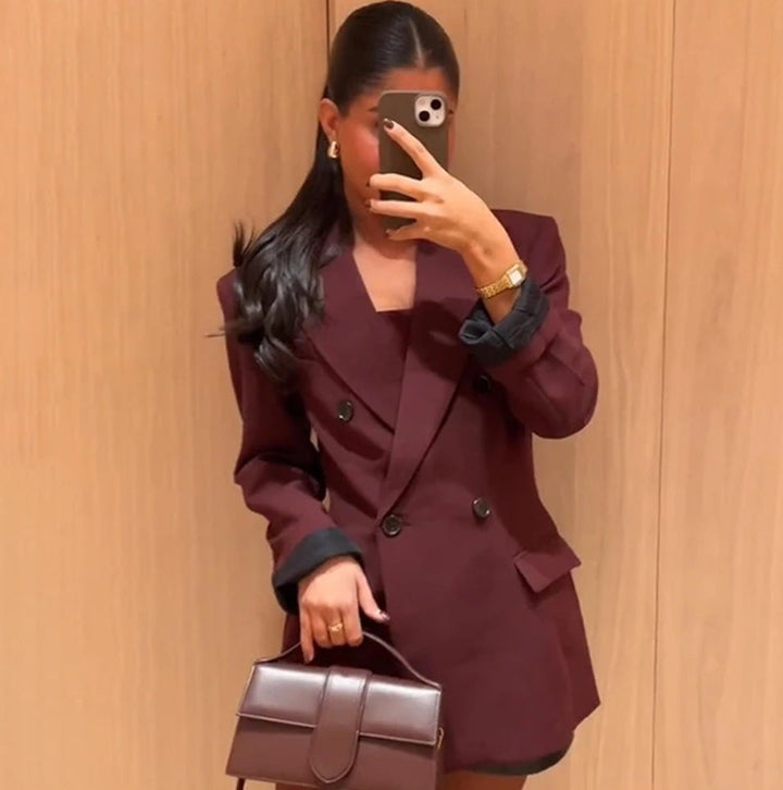 Damen Doppelt geöffneter Blazer mit elegantem Schnitt und feinen Details W&W Mode