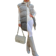 Damen Steppweste mit eleganten Pailletten-Details und hohem Kragen WW