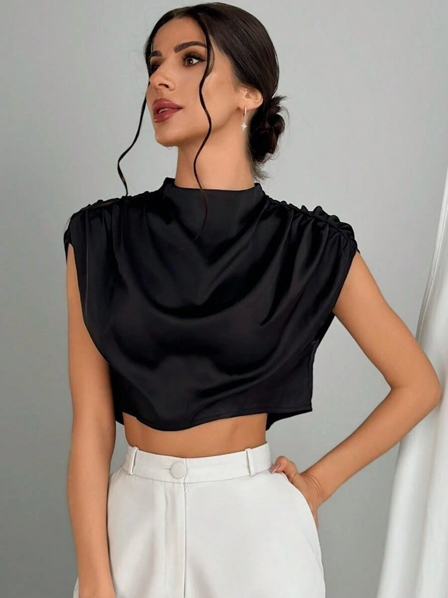 W&W Mode | Satin Faux Seide Kurzhemd Top