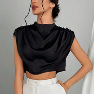 WW | Satin Faux Seide Kurzhemd Top