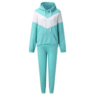 Damen Sportliches Fleece-Lounge-Set mit modernem Farbblockdesign WW