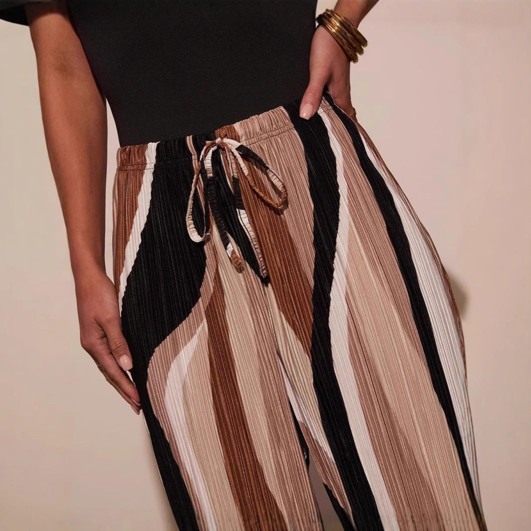 Damen Plissee-Hose mit weitem Bein und seitlichen Schlitzen W&W Mode