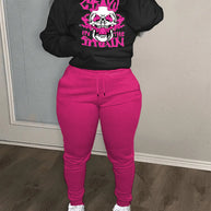 Damen bequeme Hoodie und Jogginghose Set mit kreativem Druck WW