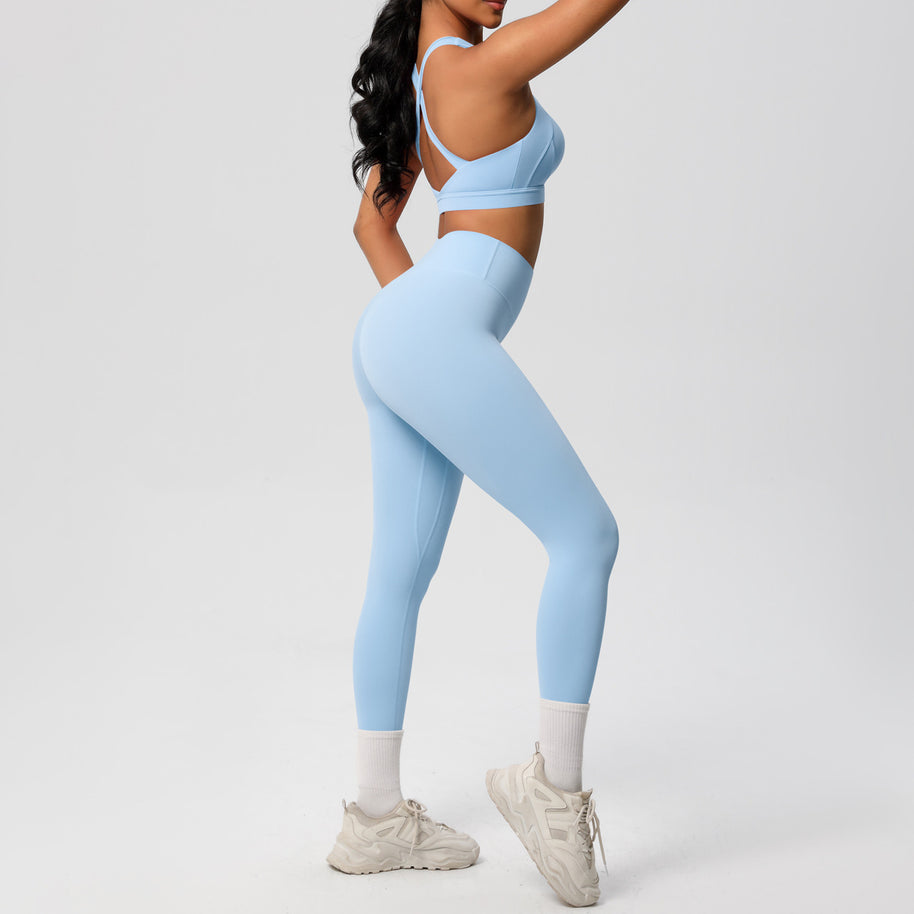 Damen Sport-BH und hochleistungs Leggings Set mit atmungsaktivem Design WW
