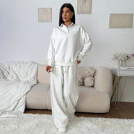 Damen bequemer Poloshirt und lockere Hose Set WW