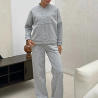 Damen Sportliches Fleece-Set mit durchgehendem Reißverschluss WW