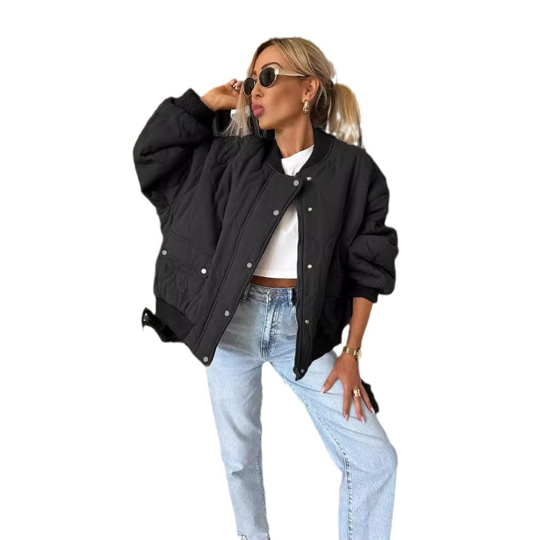 Damen Steppjacke im lässigen Oversized-Schnitt mit Rippstrickdetails WW