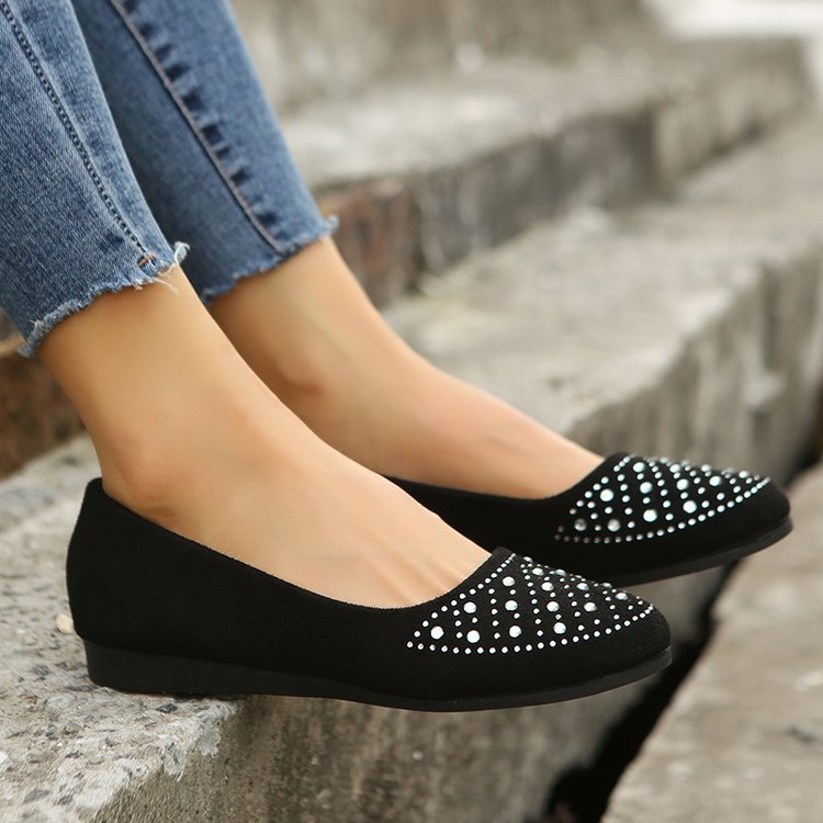 Damen Elegante Ballerinas mit funkelndem Strass-Detail und komfortabler Sohle W&W Mode