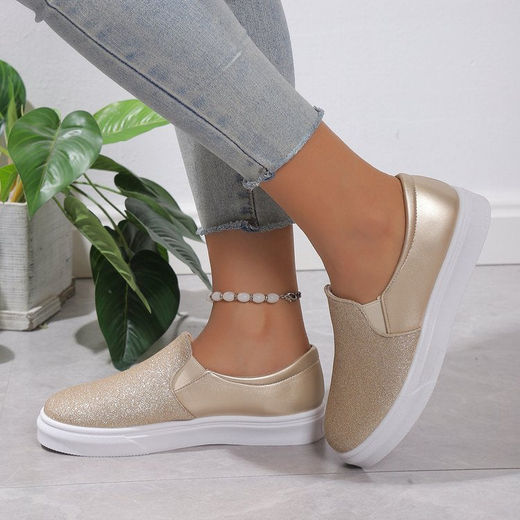 Damen Glitzer-Slip-On Sneakers W&W Mode