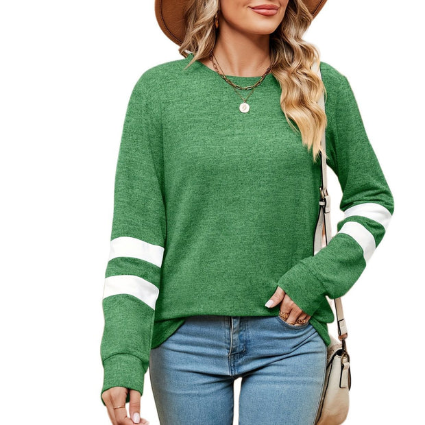 Damen sportliches Sweatshirt mit dekorativen Streifendetails WW