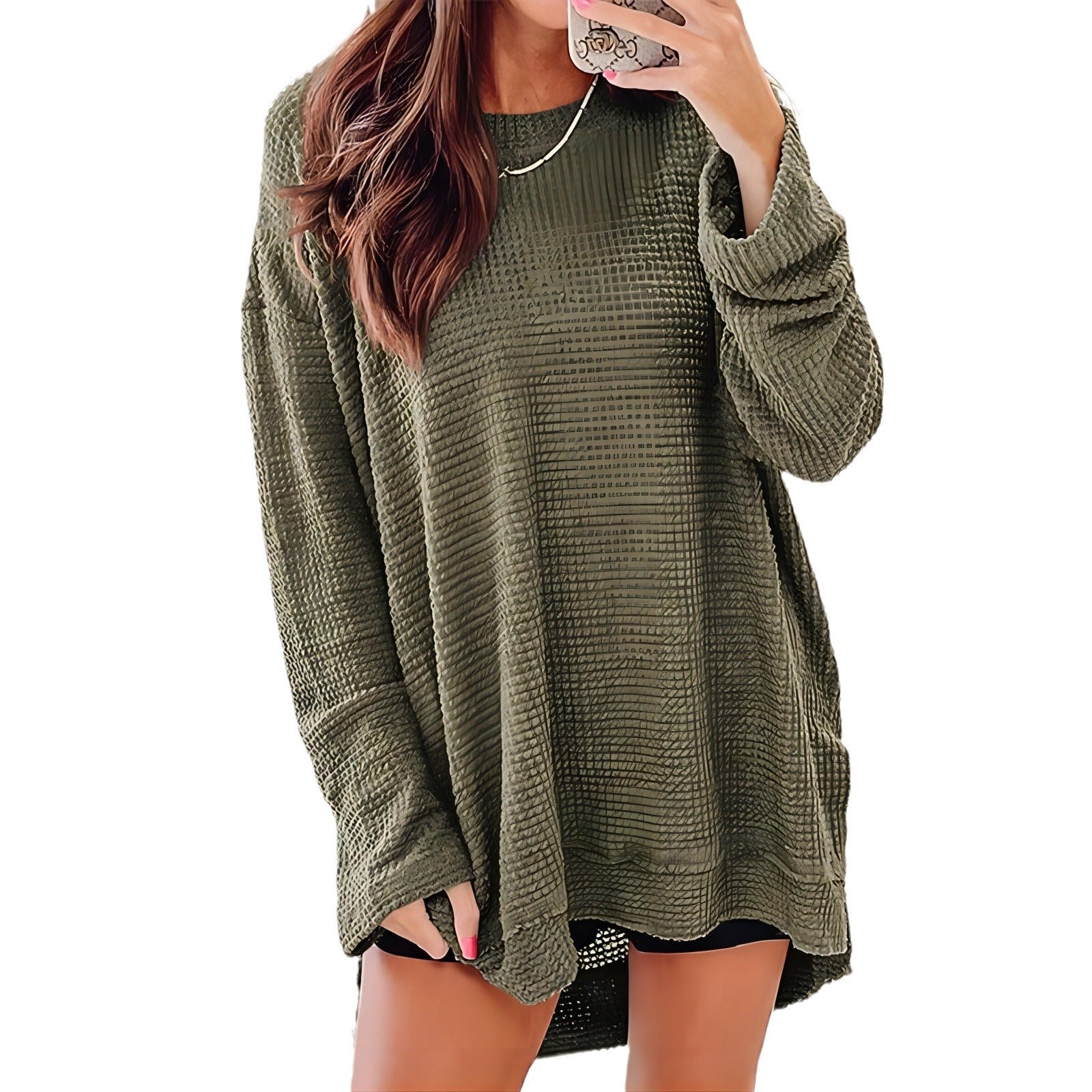 Damen Bequem Überdimensionierter Texturierter Pullover Sweater WW