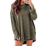 Damen Bequem Überdimensionierter Texturierter Pullover Sweater WW