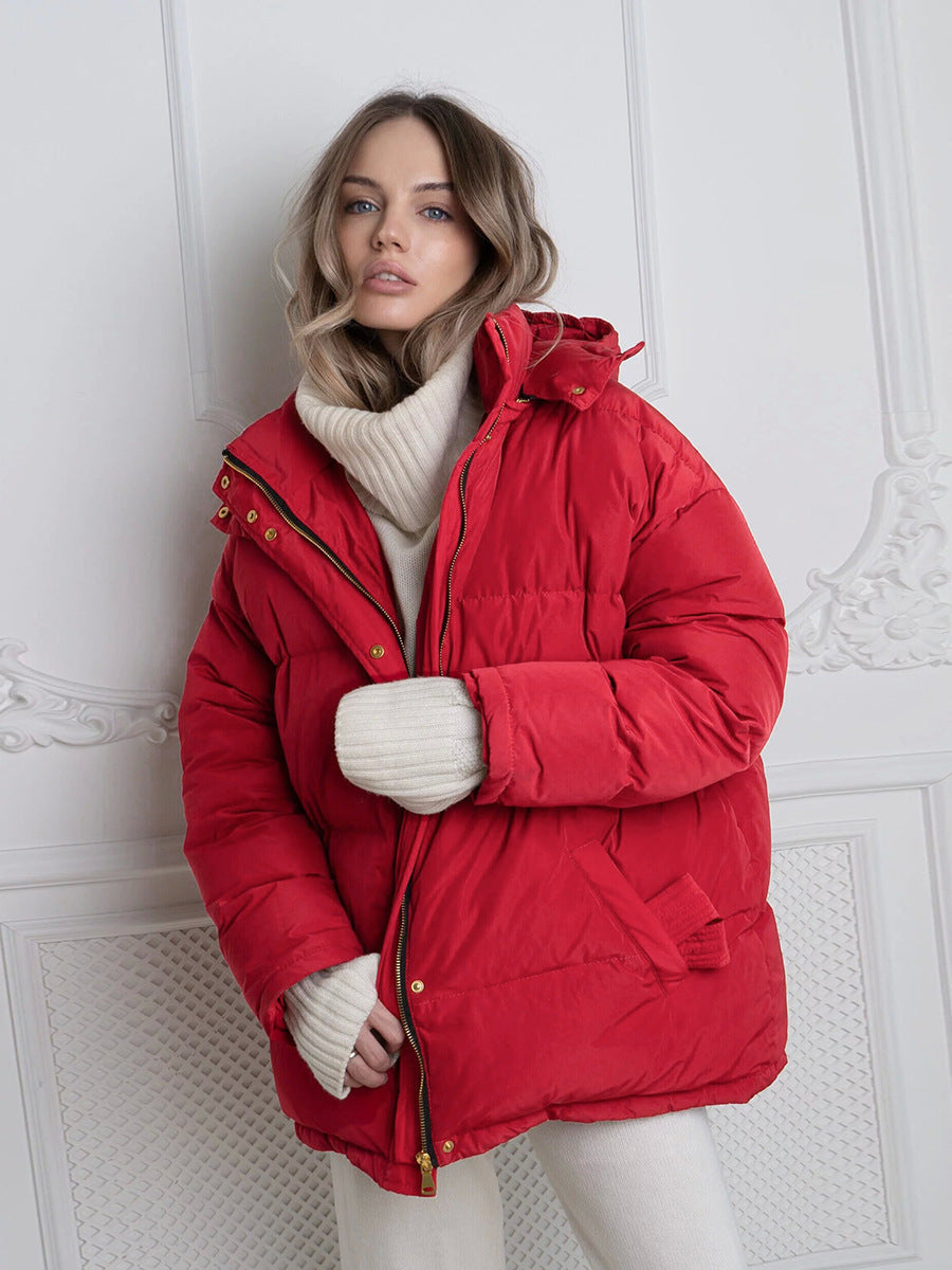 Damen Wattierte Jacke mit Kapuze und seitlichen Taschen W&W Mode