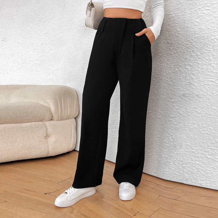 Damen weite Anzughose mit eleganter Faltenlegung und hohen Taschen W&W Mode