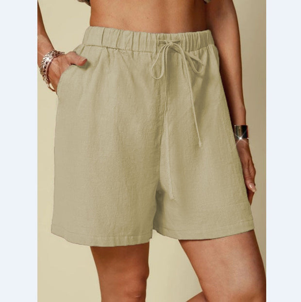 Damen lockere Shorts mit elastischem Bund und praktischen Seitentaschen WW
