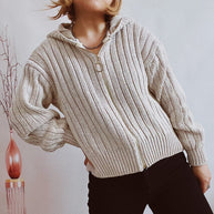 Damen Strickjacke mit auffälligem Reißverschluss und lässigem Schnitt WW