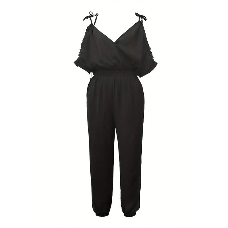 Damen Eleganter Overall mit rüschendetails und praktischem Gummizug W&W