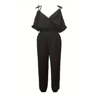 Damen Eleganter Overall mit rüschendetails und praktischem Gummizug W&W