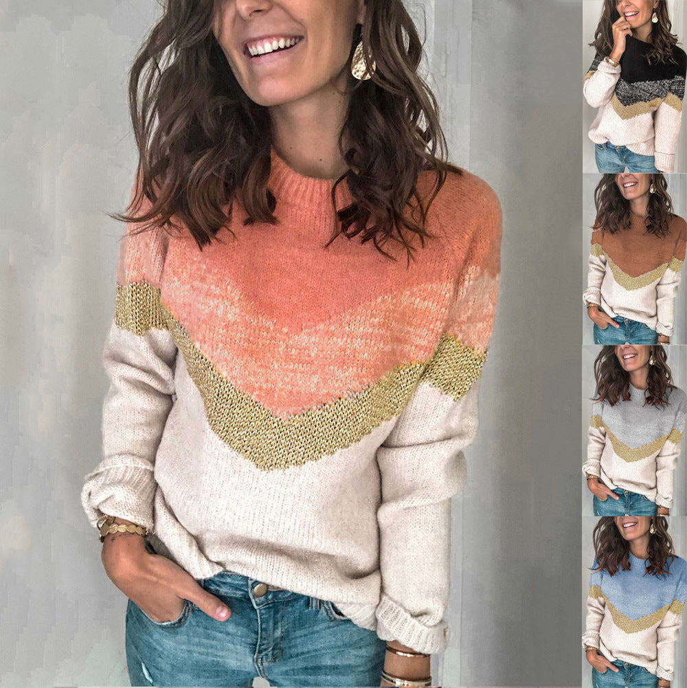 Damen gemusterter Pullover mit grafischem Strickdesign WW