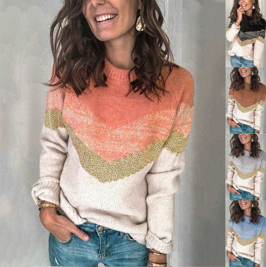 Damen gemusterter Pullover mit grafischem Strickdesign WW