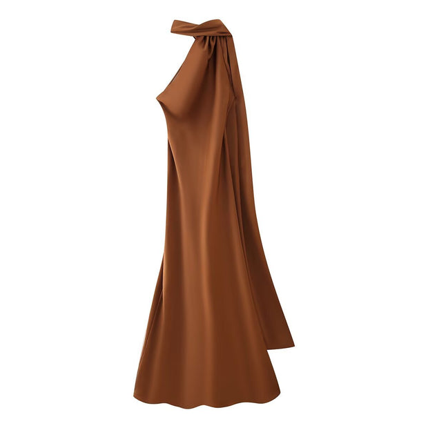 Damen Maxikleid mit asymmetrischem Schnitt und fließendem Stoff WW