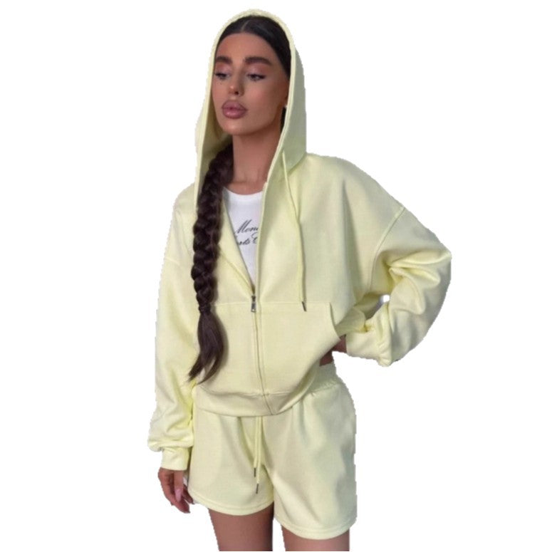 Damen bequeme Hoody-Shorts Kombination WW