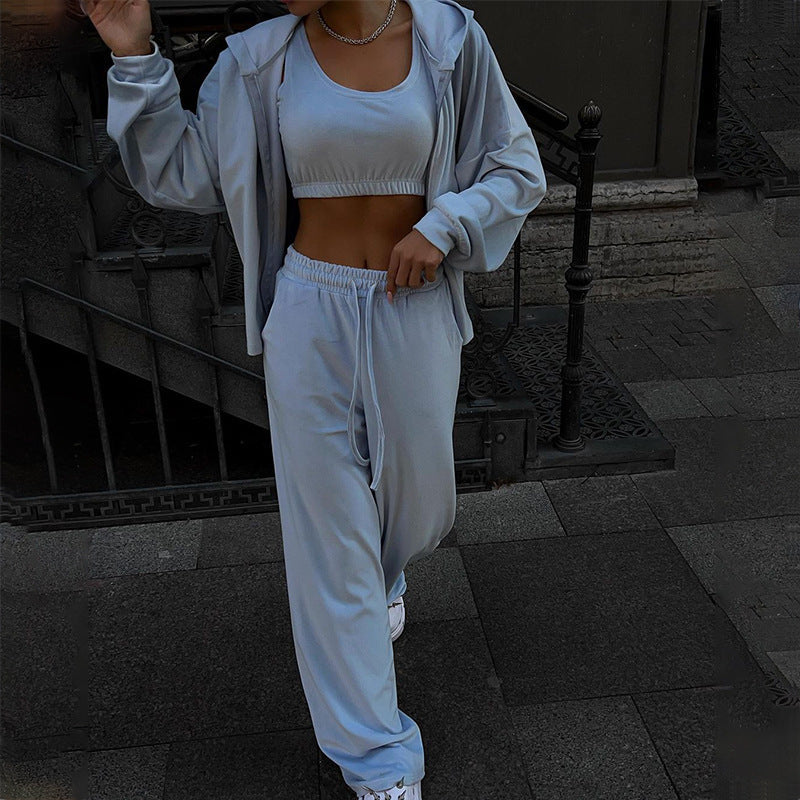 Damen Sportliches Lounge-Set mit lässigem Hoodie und elastischen Hosen W&W Mode