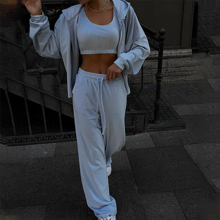 Damen Sportliches Lounge-Set mit lässigem Hoodie und elastischen Hosen W&W Mode