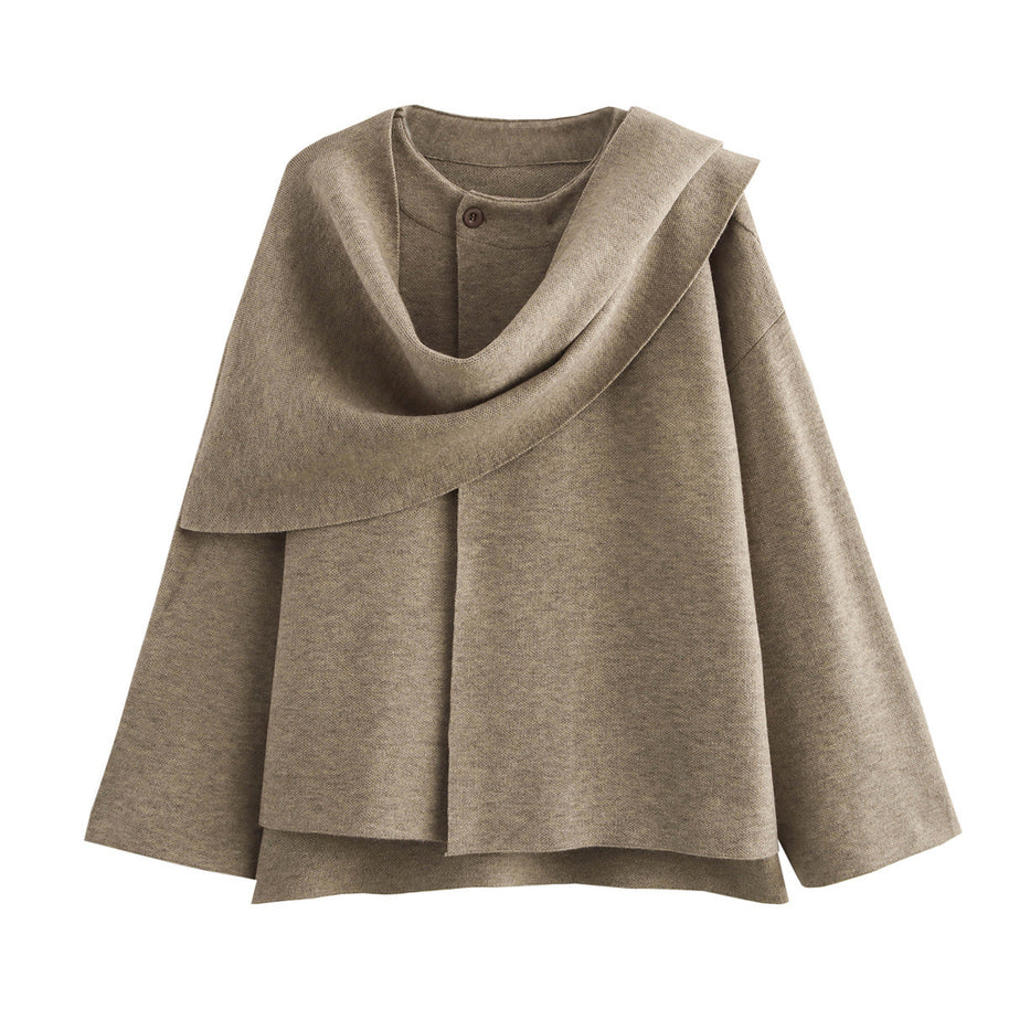 Damen asymmetrische ponchoartige Jacke aus weichem Material WW