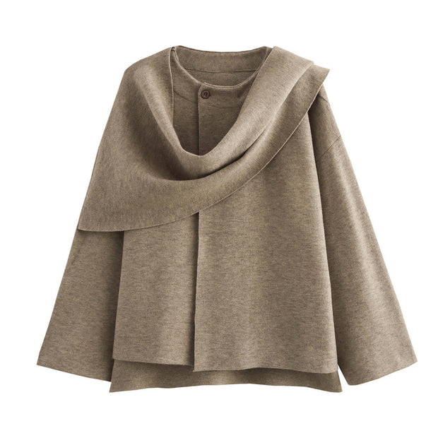Damen asymmetrische ponchoartige Jacke aus weichem Material WW