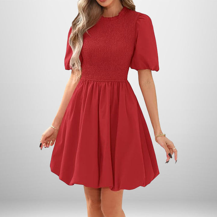 Damen Minikleid mit Ballonärmeln und elastischem Bustier W&W Mode