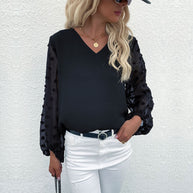 Damen Bluse mit eleganten Puffärmeln und strukturiertem Obermaterial WW