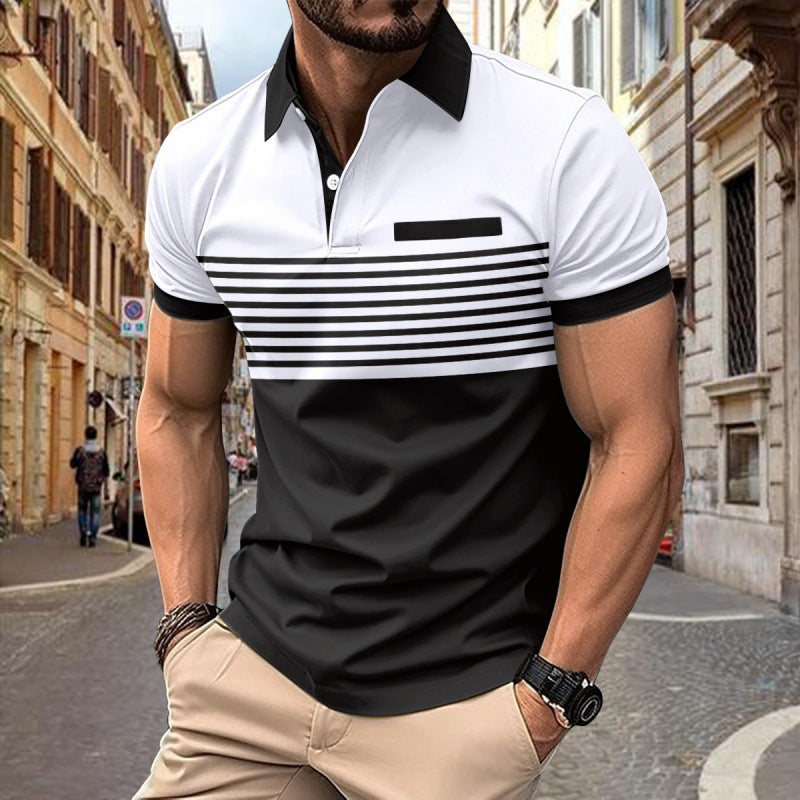 Herren Poloshirt mit dynamischem Streifen-Design WW