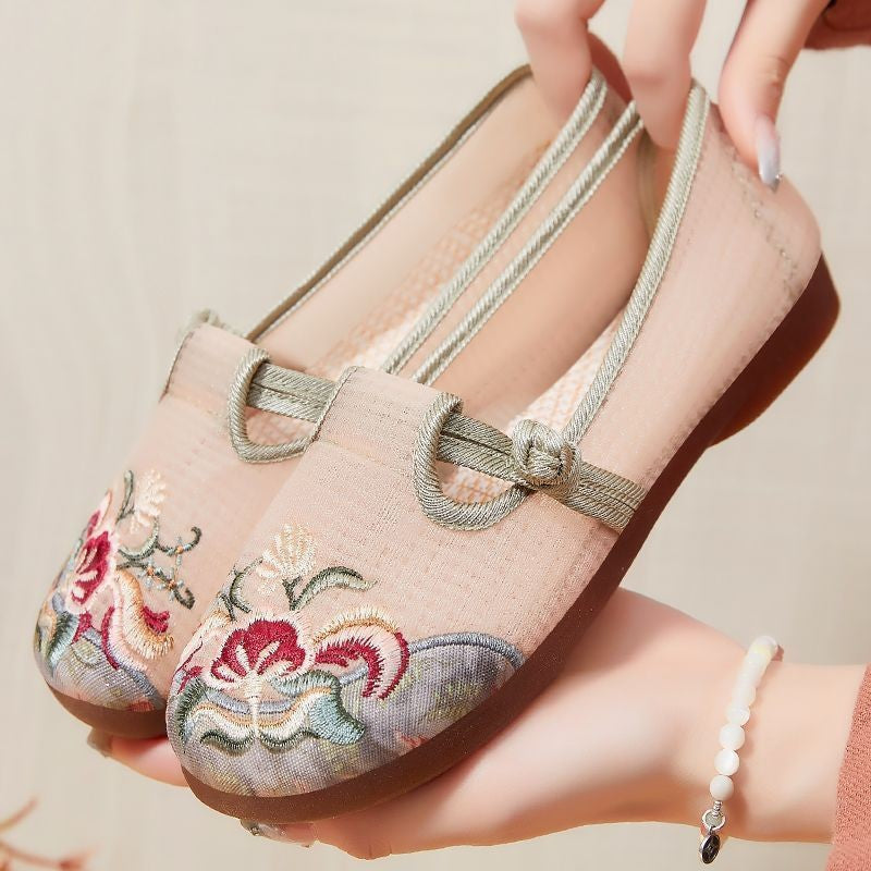 Damen bestickte Ballerina-Schuhe WW
