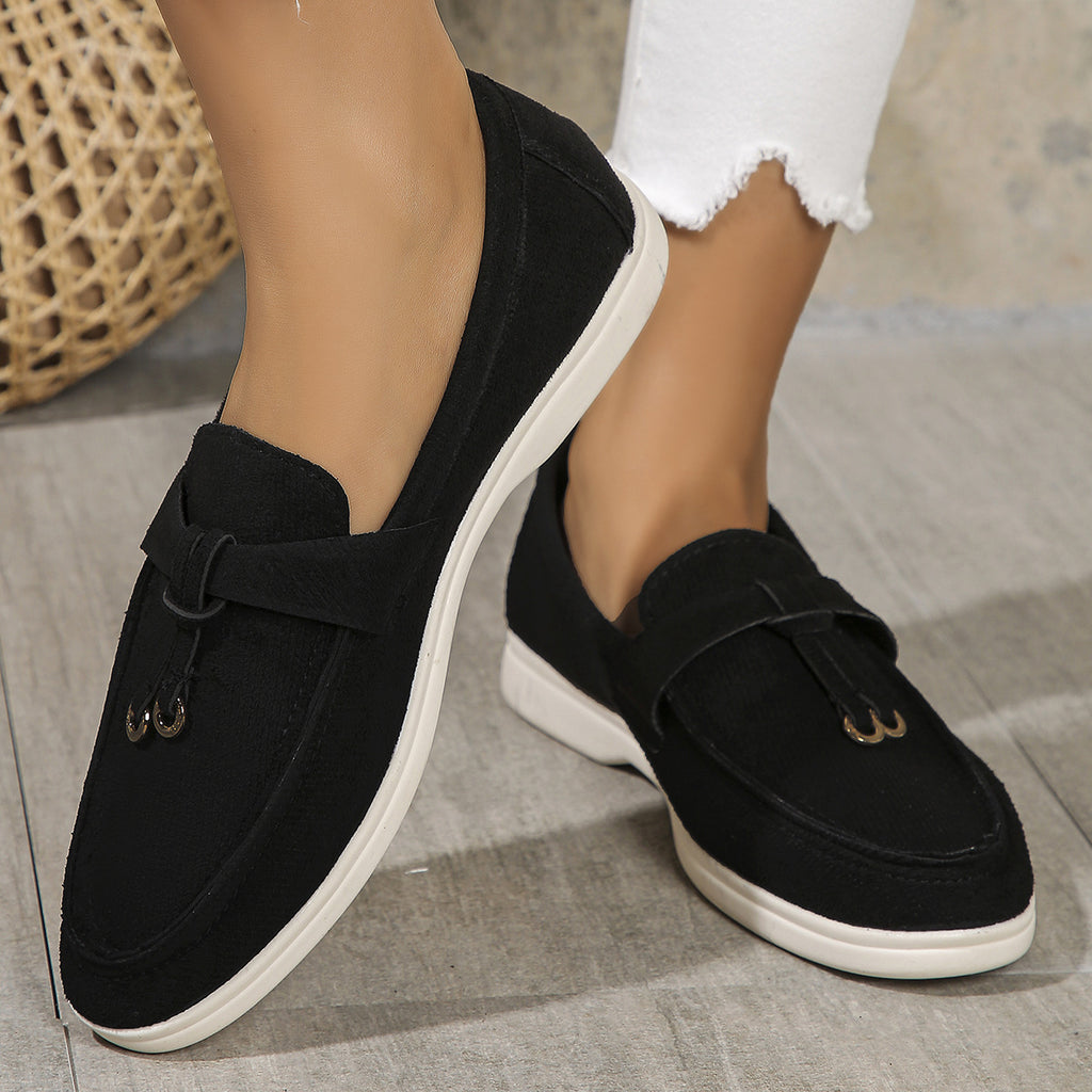 Damen Casual Texturierte Slip-On Loafers WW