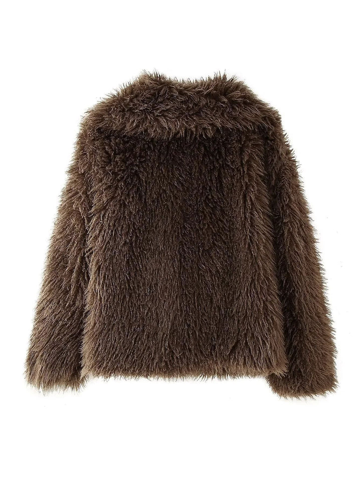 Damen Kuschelige Fleecejacke mit großzügigem Kragen und weichem Innenfutter W&W Mode