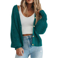 Damen Grobstrick-Cardigan mit Knopfdetails und weitem Schnitt WW