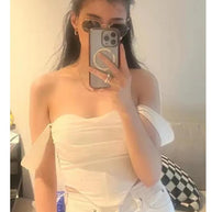 Damen Schulterfreies Oberteil mit dekorativem Knoten WW