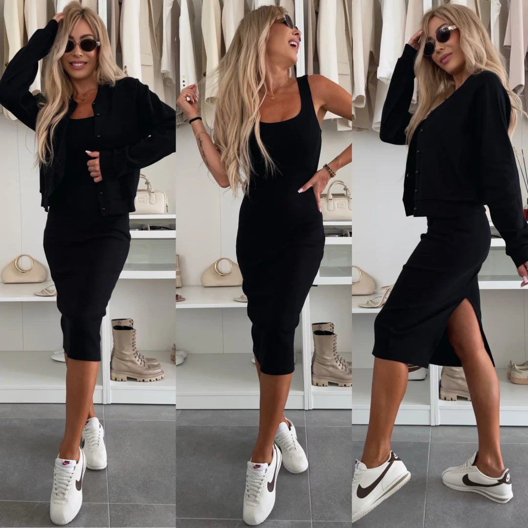 Damen sportliches Kleid mit passender Baumwolljacke WW