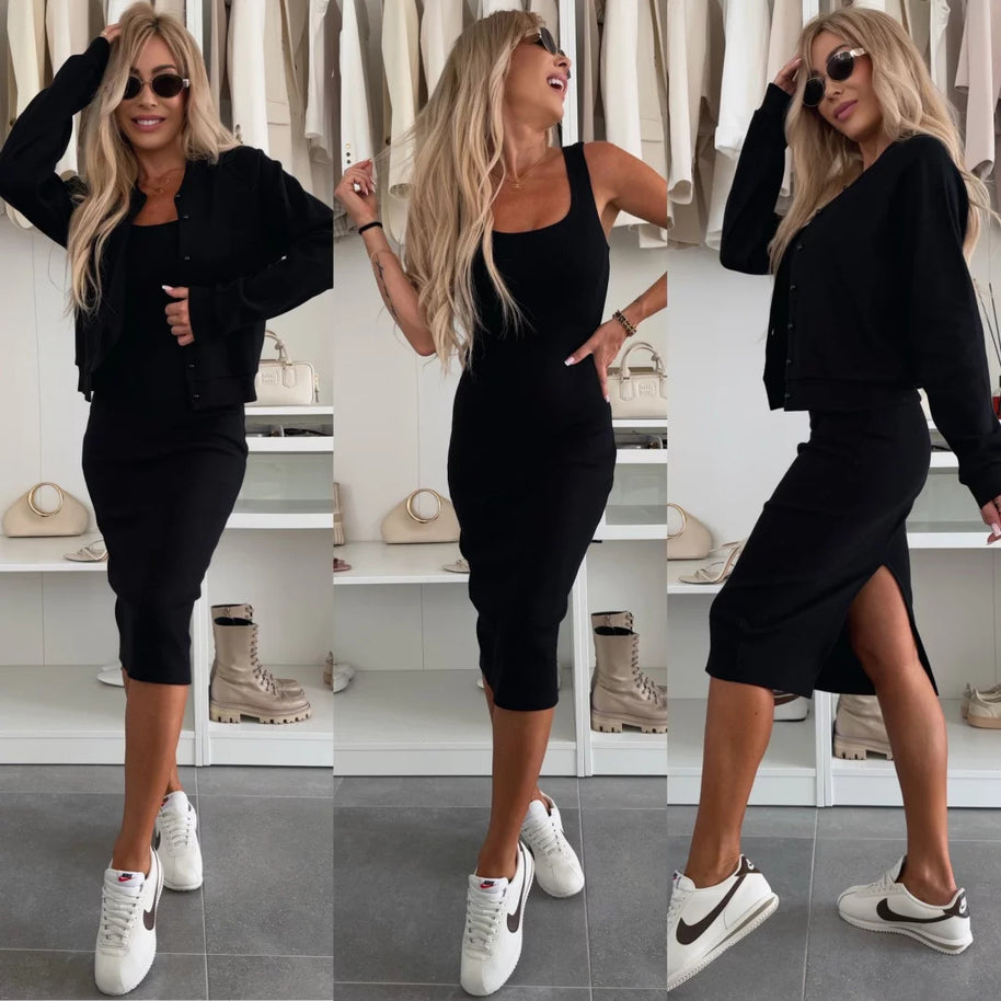 Damen sportliches Kleid mit passender Baumwolljacke WW