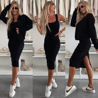 Damen sportliches Kleid mit passender Baumwolljacke WW