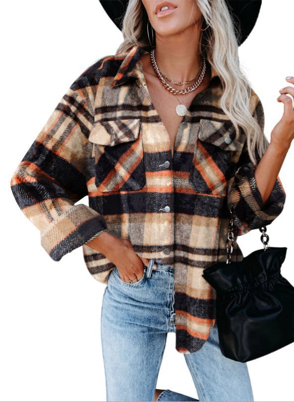 Damen Karobluse mit aufgesetzten Taschen und modernem Schnitt WW