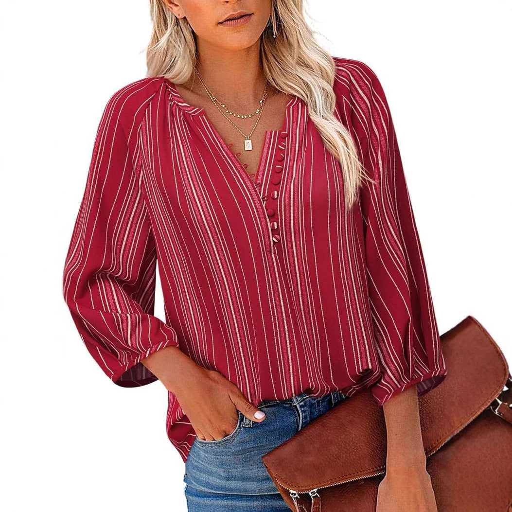 Damen elegante Tunika-Bluse mit raffinierten Streifen WW