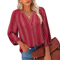 Damen elegante Tunika-Bluse mit raffinierten Streifen WW