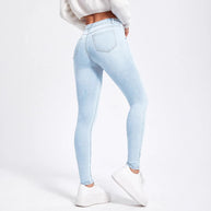 Damen Slim Fit Jeans mit hohem Taillenschnitt und figurformendem Stretch WW