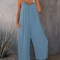 Damen Lässiger Jumpsuit mit weitem Schnitt und praktischen Taschen WW