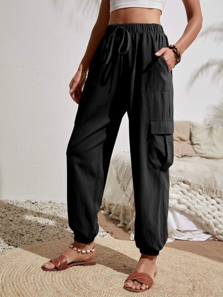 Damen Cargo-Hose mit elastischem Bund und praktischen Seitentaschen W&W Mode